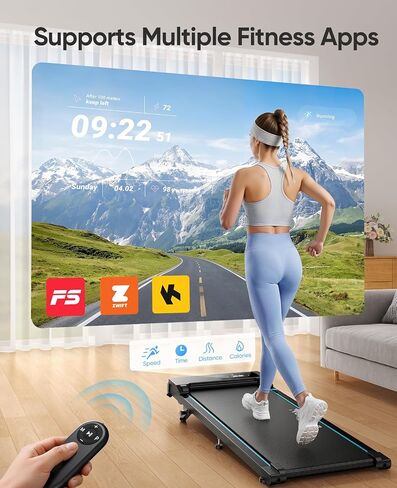 Walking Pad with Incline 7%-9%, 5 in 1 Portable Treadmills for Home & Office, 2.75HP Brushless Under Desk Treadmill, LED Display, Remote&APP Control, No Installation in Kuwait