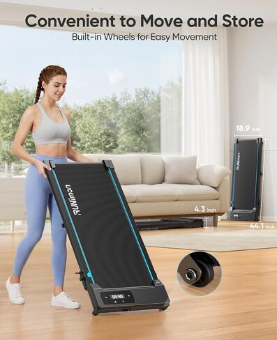 Walking Pad with Incline 7%-9%, 5 in 1 Portable Treadmills for Home & Office, 2.75HP Brushless Under Desk Treadmill, LED Display, Remote&APP Control, No Installation in Kuwait