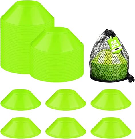 60 Pack Mini Soccer Cones–Mini Disc Cones for Agility Training,Soccer,Football,Sports Drills,Field Markers,Cones Sports Equipment,Portable Stackable Mini Cones with Carry Bag in Kuwait