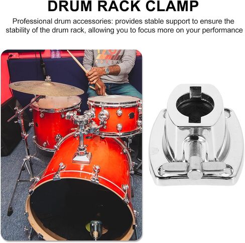 DOITOOL 2pcs Drum Rack Mount Bracket Metal Clamp Accessory for Cymbal Stand, Space-saving and Provides Stable Support, for Performances and Practice Rooms, Silver Finish with Screw Hole in Kuwait