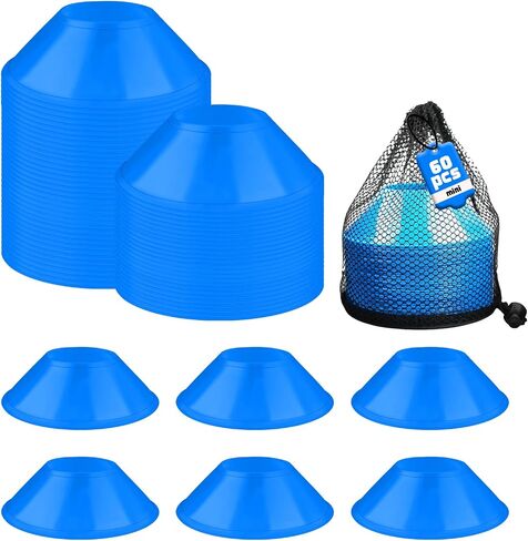 60 Pack Mini Soccer Cones–Mini Disc Cones for Agility Training,Soccer,Football,Sports Drills,Field Markers,Cones Sports Equipment,Portable Stackable Mini Cones with Carry Bag in Saudi Arabia