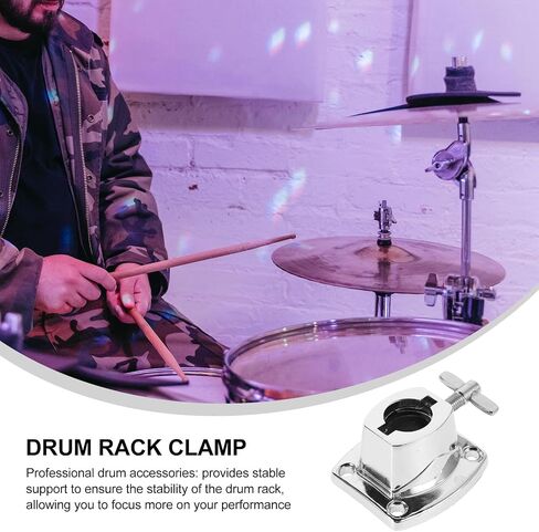 DOITOOL 2pcs Drum Rack Mount Bracket Metal Clamp Accessory for Cymbal Stand, Space-saving and Provides Stable Support, for Performances and Practice Rooms, Silver Finish with Screw Hole in Kuwait