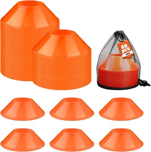 60 Pack Mini Soccer Cones–Mini Disc Cones for Agility Training,Soccer,Football,Sports Drills,Field Markers,Cones Sports Equipment,Portable Stackable Mini Cones with Carry Bag in Saudi Arabia
