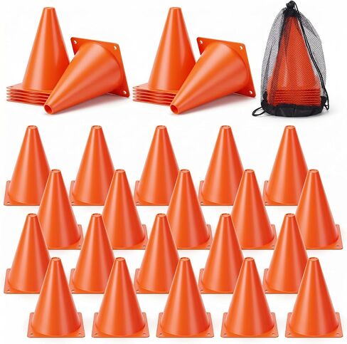 40 Pack Small Cones for Sports Orange Soccer Cones 7 Inch Plastic Training Cone for Football Basketball Skating Agility Drills Indoor Outdoor Party Games in Kuwait