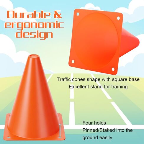 40 Pack Small Cones for Sports Orange Soccer Cones 7 Inch Plastic Training Cone for Football Basketball Skating Agility Drills Indoor Outdoor Party Games in Kuwait