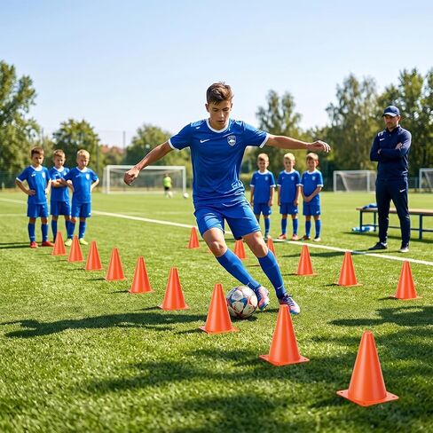40 Pack Small Cones for Sports Orange Soccer Cones 7 Inch Plastic Training Cone for Football Basketball Skating Agility Drills Indoor Outdoor Party Games in Kuwait