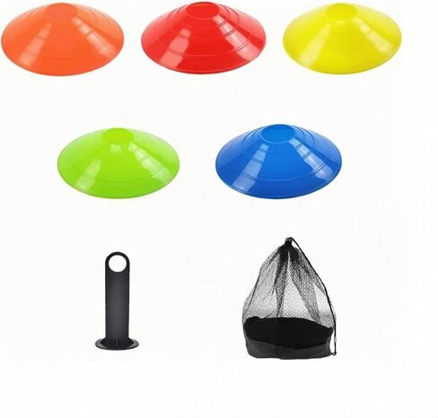 ANRANK 50 Pcs Disc Cones, Agility Soccer Cones with Carry Bag and Holder, Soccer Cones for Sports Training, Football, Soccer, Basketball, Coaching, Practice Equipment, 5 Color in Kuwait
