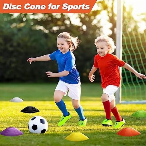 ANRANK 50 Pcs Disc Cones, Agility Soccer Cones with Carry Bag and Holder, Soccer Cones for Sports Training, Football, Soccer, Basketball, Coaching, Practice Equipment, 5 Color in Kuwait