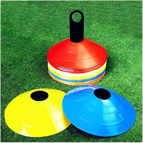 ANRANK 50 Pcs Disc Cones, Agility Soccer Cones with Carry Bag and Holder, Soccer Cones for Sports Training, Football, Soccer, Basketball, Coaching, Practice Equipment, 5 Color in Kuwait