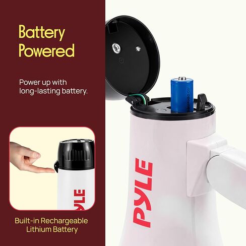 Pyle Handheld Megaphone Bullhorn with Siren | 30W Rechargeable Megaphone Speaker with 600 Yard Range, Voice Recorder, AUX Input and USB-C Charging, For Schools, Sports Events and Announcements | Black in Kuwait