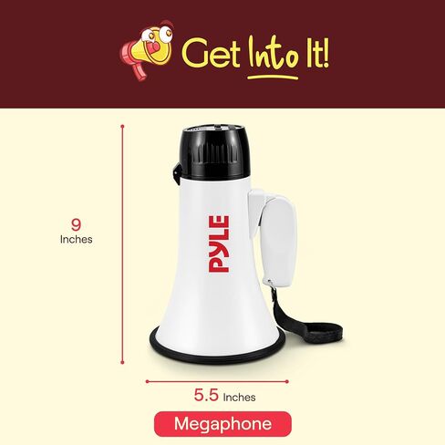 Pyle Handheld Megaphone Bullhorn with Siren | 30W Rechargeable Megaphone Speaker with 600 Yard Range, Voice Recorder, AUX Input and USB-C Charging, For Schools, Sports Events and Announcements | Black in Kuwait