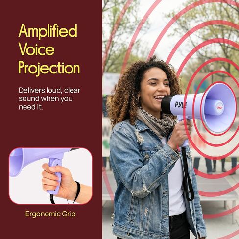 Pyle Megaphone Speaker 30W | Rechargeable Bullhorn Megaphone with Shoulder Strap, Siren, Bluetooth & Voice Changer | 1000 Yard Range | Record & Playback | Weather-Resistant Design | USB-C Charging in Kuwait