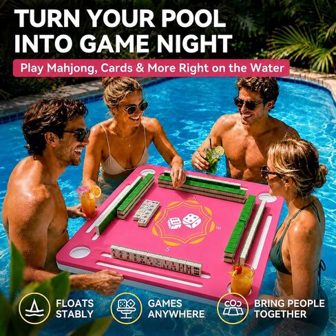 Double-Sided Floating Mahjong Table for Pool, Beach, Camping, Hot Tub, Party, Indoors in Kuwait