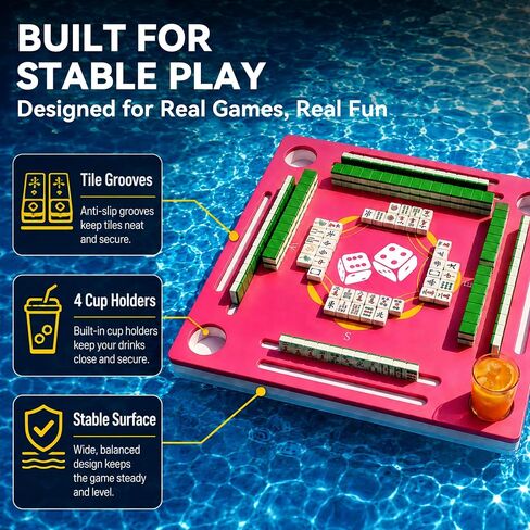 Double-Sided Floating Mahjong Table for Pool, Beach, Camping, Hot Tub, Party, Indoors in Kuwait