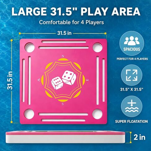 Double-Sided Floating Mahjong Table for Pool, Beach, Camping, Hot Tub, Party, Indoors in Kuwait