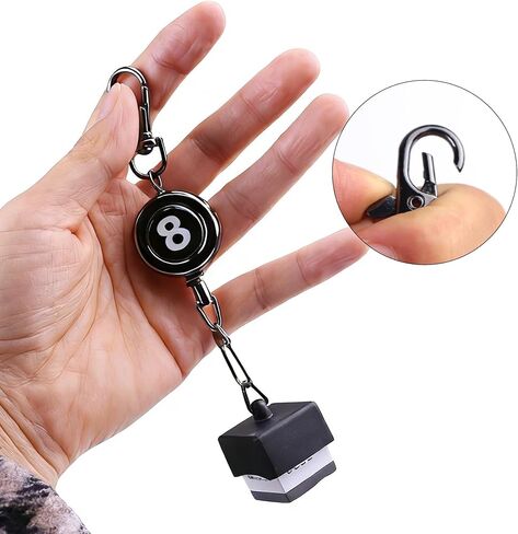 حامل طباشير البلياردو - مجموعة مشبك حامل الطباشير مع حلقة مفاتيح قابلة للسحب مع 3 تصميمات مربعة أسطوانية قابلة للتبديل in Kuwait