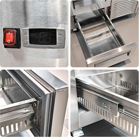 Kolice Commercial 2 Drawers Chef Base Refrigerator, Under counter Refrigerated Cabinet,Stainless Steel Under Counter Cooler with Rolling Casters, for Restaurant,Bar,Cafe & Commercial Kitchen in Kuwait