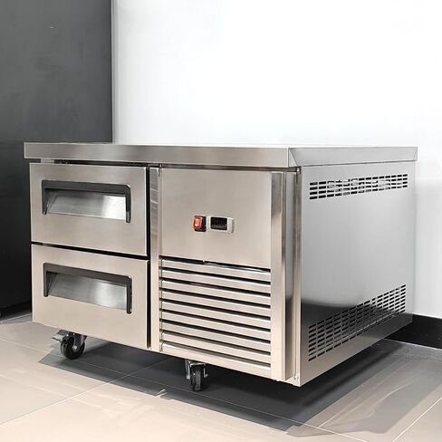 Kolice Commercial 2 Drawers Chef Base Refrigerator, Under counter Refrigerated Cabinet,Stainless Steel Under Counter Cooler with Rolling Casters, for Restaurant,Bar,Cafe & Commercial Kitchen in Kuwait