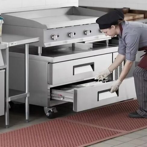 Kolice Commercial 2 Drawers Chef Base Refrigerator, Under counter Refrigerated Cabinet,Stainless Steel Under Counter Cooler with Rolling Casters, for Restaurant,Bar,Cafe & Commercial Kitchen in Kuwait