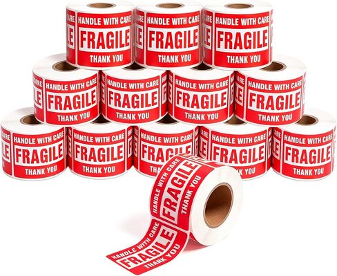 6000 Fragile Stickers for Shipping, 2x3 Inch Fragile Stickers for Moving, Handle with Care Labels, Easy Peel Labels for Boxes, Packing, Shipping Supplies in Kuwait