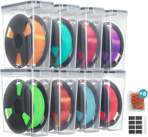 Vtopmart 6 Pack Filament Storage Box - Filament Storage with Desiccant, Labels & Marker, Waterproof Filament Storage Container for 1KG Spools Dust-Proof & Stackable Box for PLA/ABS/PETG/TPU/Nylon in Kuwait