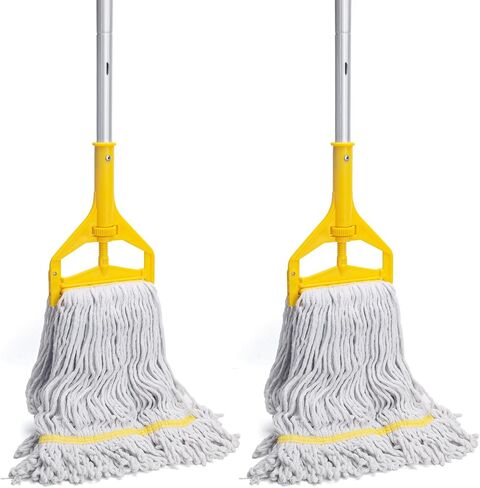 KeFanta Commercial Mop Heavy Duty Industrial Wet Mops,Looped-End String Cotton Mop Replacement Head with 59" Long Handle,for Home,Kitchen,Garage,Office,Workshop,Warehouse Floor Cleaning(2 Pack) in Kuwait