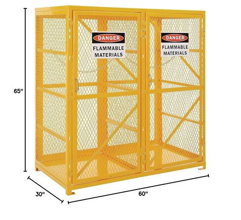 Global Industrial Vertical Cylinder Storage Cabinet with Double Door, 60" W x 30" D x 65" H, 18 Cylinder Capacity, 20 or 33 lbs. LPG Cylinders, Steel Construction, Unassembled in Kuwait