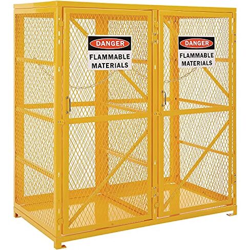 Global Industrial Vertical Cylinder Storage Cabinet with Double Door, 60" W x 30" D x 65" H, 18 Cylinder Capacity, 20 or 33 lbs. LPG Cylinders, Steel Construction, Unassembled in Kuwait
