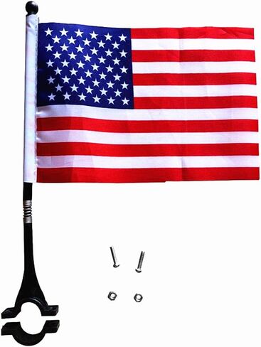 Kids Bike Cycling Handlebar Safety Flag Pole Polyester Full Color Tear-Resistant Waterproof Flag American Flag July 4 Independence Day Bike and Tike Parade Red White Blue Flag in Kuwait