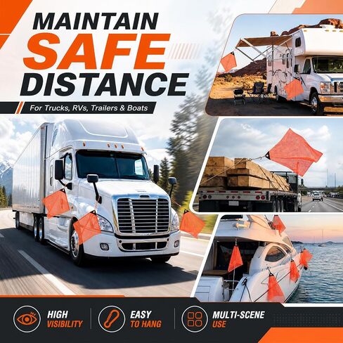 Safety Flags 18 x 18 Inch Orange Oversize Load Flags Pack of 6, Mesh Warning Flag with Reinforced Stitching and Single Corner Metal Grommet for Trucks Trailer Wide Load Transport Safety in Kuwait