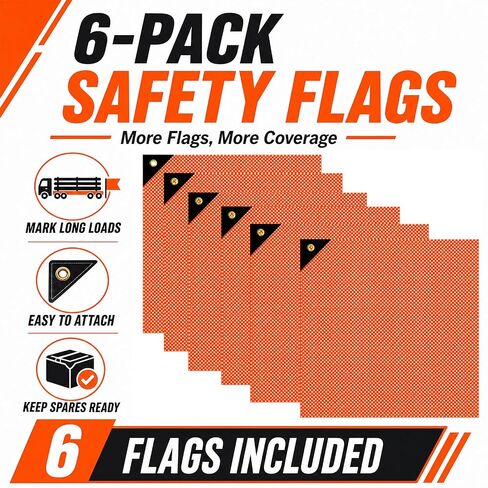 Safety Flags 18 x 18 Inch Orange Oversize Load Flags Pack of 6, Mesh Warning Flag with Reinforced Stitching and Single Corner Metal Grommet for Trucks Trailer Wide Load Transport Safety in Kuwait