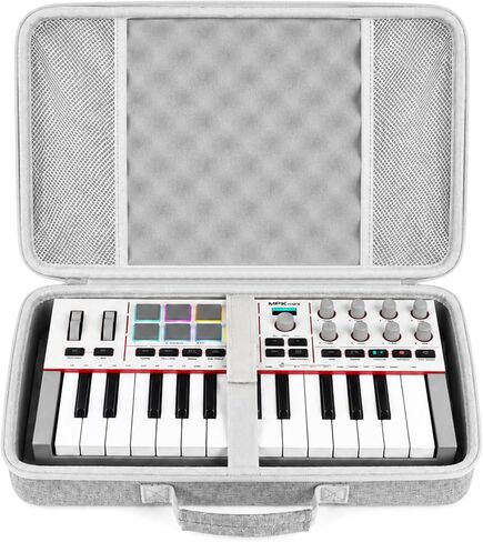 Boobowl Hard Case for Akai Professional MPK Mini IV, MK3 & Play 25 Key USB MIDI Keyboard Controller, Shockproof Double-Layer Foam & Adjustable Strap for Travel, Studio & Music, Black (Box Only) in Kuwait