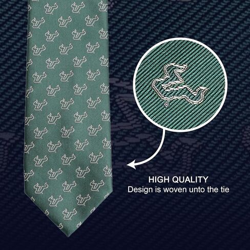 Desert Cactus University of South Florida Neck Tie USF Bulls 100% Polyester Necktie with Logo, Officially Licensed (Style B) in Kuwait