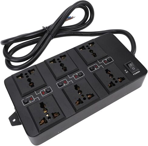 وحدة تحكم بمنفذ تسلسل الطاقة Tissting مع مؤشر LED 6 قنوات معدنية وقت تسلسل 1 ثانية لإمداد طاقة ثابت - 20.3x10.3x4.1 سم/8x4.1x1.6 بوصة موصل عالمي لـ in Kuwait