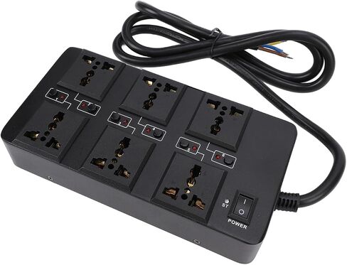 وحدة تحكم بمنفذ تسلسل الطاقة Tissting مع مؤشر LED 6 قنوات معدنية وقت تسلسل 1 ثانية لإمداد طاقة ثابت - 20.3x10.3x4.1 سم/8x4.1x1.6 بوصة موصل عالمي لـ in Kuwait