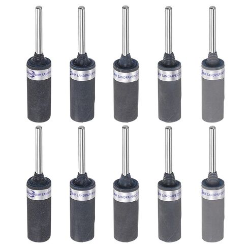 Generic 10pcs Abrasive Sandpaper Rolls Kit 320-3000 Grit 2.35mm Shank Sanding Drums Sleeves Cylinder Grinding Head for Woodworking Glass Metal Polishing in Kuwait