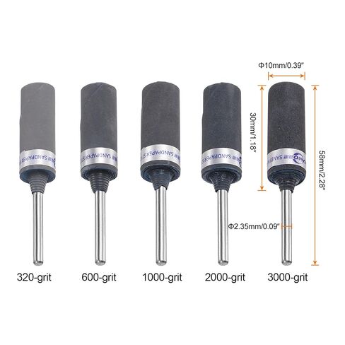Generic 10pcs Abrasive Sandpaper Rolls Kit 320-3000 Grit 2.35mm Shank Sanding Drums Sleeves Cylinder Grinding Head for Woodworking Glass Metal Polishing in Kuwait