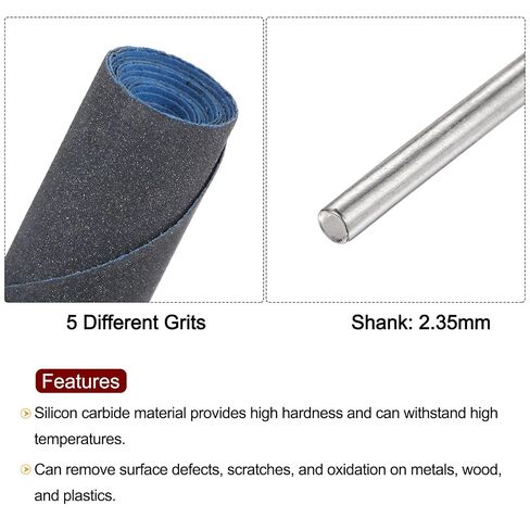Generic 10pcs Abrasive Sandpaper Rolls Kit 320-3000 Grit 2.35mm Shank Sanding Drums Sleeves Cylinder Grinding Head for Woodworking Glass Metal Polishing in Kuwait