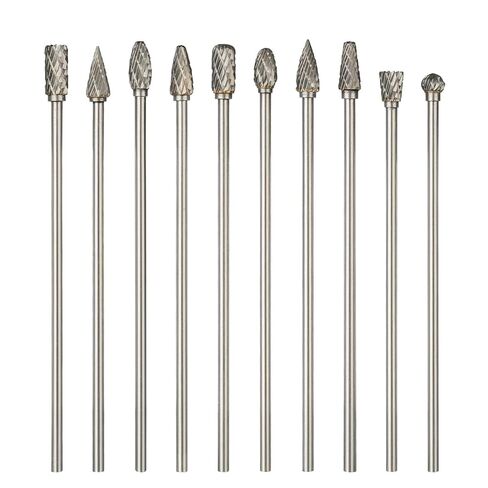 10PCS Long Carbide Burr Set 1/8" Shank Total L 4" Compatible with Dremel Die Grinder Bits Long 100MM HOMEIDOL 1/4" Head Tungsten Carbide Rotary Burr for Tight Area Woodworking, Steel Metal, Engraving in Kuwait