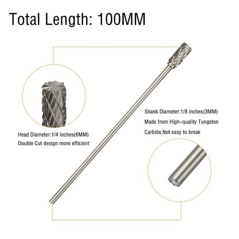10PCS Long Carbide Burr Set 1/8" Shank Total L 4" Compatible with Dremel Die Grinder Bits Long 100MM HOMEIDOL 1/4" Head Tungsten Carbide Rotary Burr for Tight Area Woodworking, Steel Metal, Engraving in Kuwait