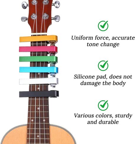18 Pcs Capo for Electric Guitar Clamp, Aluminum Alloy Guitar Clamp with Silicone Pad, Universal Lightweight String Instrument Accessory Kit in 6 Colors in Kuwait