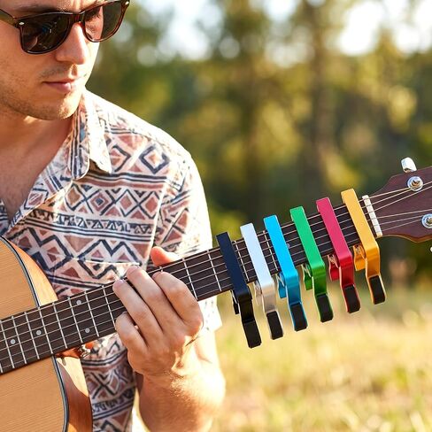 18 Pcs Capo for Electric Guitar Clamp, Aluminum Alloy Guitar Clamp with Silicone Pad, Universal Lightweight String Instrument Accessory Kit in 6 Colors in Kuwait