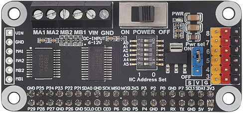 قبعة محرك Pi Motor and Servo Driver - رقاقة PCA9685 & TB6612FNG، محرك تيار مستمر مزدوج و6 أدوات تحكم مؤازرة لـ Raspberry Pi Zero/2B/3B/4B in Kuwait