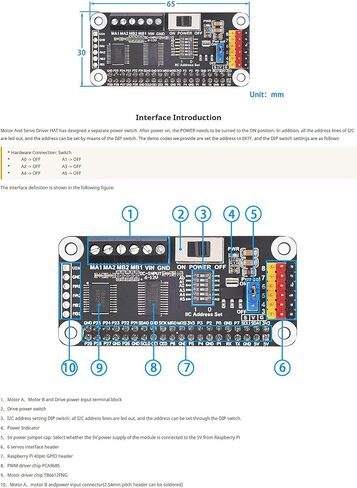 قبعة محرك Pi Motor and Servo Driver - رقاقة PCA9685 & TB6612FNG، محرك تيار مستمر مزدوج و6 أدوات تحكم مؤازرة لـ Raspberry Pi Zero/2B/3B/4B in Kuwait