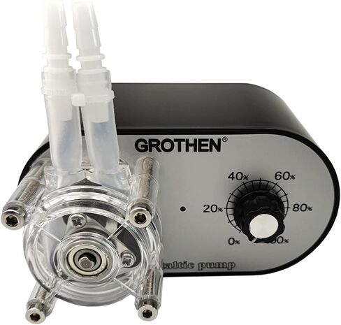 NTBL GROTHEN G328A مضخة تمعجية 100-240 فولت 114-500 مل/دقيقة معدل تدفق عالي قابل للتعديل من الدرجة الغذائية البلاتينية المفلكنة من السيليكون لأنبوب DIY لحوض السمك ومختبر التحليل الكيميائي وإضافات الجرعات in Kuwait