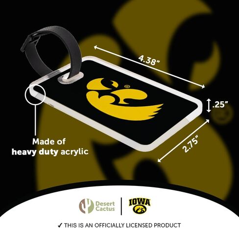 علامة الأمتعة لجامعة صبار الصحراء في أيوا - بطاقة تعريف السفر الرسمية لـ UI Hawkeyes المكونة من قطعتين لحقائب السفر والحقائب والحقائب المحمولة (عبوة من عبوتين من علامة الأمتعة الأكريليك A) in Kuwait