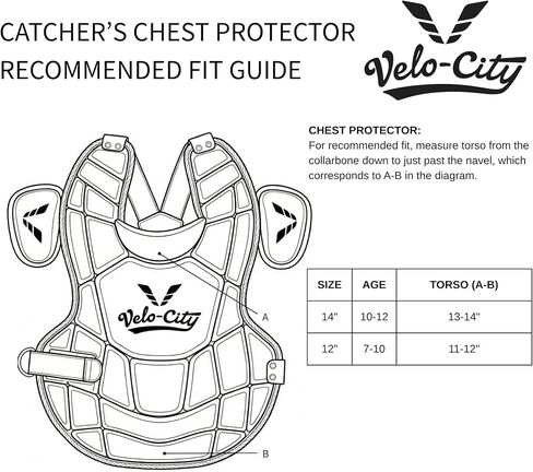 Velo-City Elastifast Catcher's Chest Protector- Youth Baseball 9-12 in Kuwait