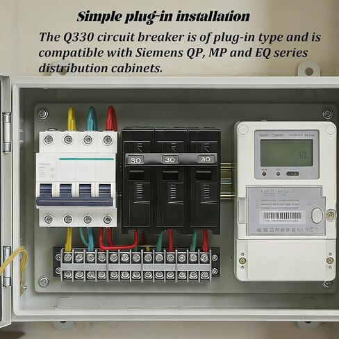 قاطع دائرة Q330، 3 أقطاب 30 أمبير، 120/240 فولت، مناسب لمراكز التحميل من سلسلة Siemens Type EQ، وEQL، وSEQ، وEQG، وPL، وES. قاطع الدائرة القياسي، الحماية المغناطيسية الحرارية. in Kuwait