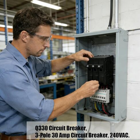 قاطع دائرة Q330، 3 أقطاب 30 أمبير، 120/240 فولت، مناسب لمراكز التحميل من سلسلة Siemens Type EQ، وEQL، وSEQ، وEQG، وPL، وES. قاطع الدائرة القياسي، الحماية المغناطيسية الحرارية. in Kuwait