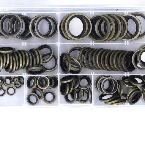 110Pcs Oil Drain Plug Gasket, 8 Sizes Oil Plug Crush Washer Assortment, M6 M8 M10 M12 M14 M16 M18 M20 Drain Plug Crush Washer Set, Metal Oil Seal Kits with Storage Box in Kuwait